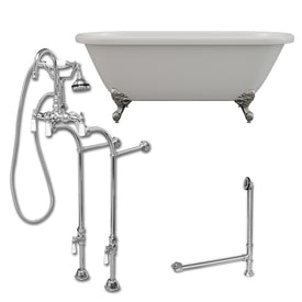 70 Inch Acrylic Double Ended Clawfoot Soaking Tub, Complete Plumbing Package ADE-398684-PKG