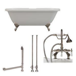 Acrylic Double Ended Clawfoot Soaking Tub and Complete Plumbing Package ADE-684D-PKG