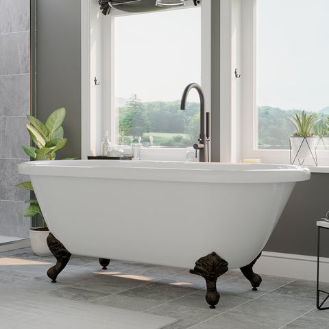 Image of 70 Inch Acrylic Double Ended Clawfoot Tub, No Faucet Holes ADE-NH