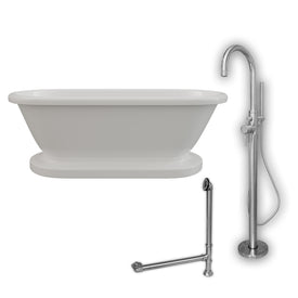 70 Inch Acrylic Double Ended Pedestal Bathtub, Complete Plumbing Package ADEP-150-PKG