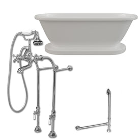 70 Inch Acrylic Double Ended Pedestal Bathtub, Complete Plumbing Package ADEP-398463-PKG