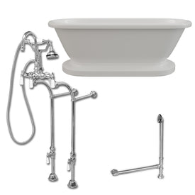 70 Inch Acrylic Double Ended Pedestal Bathtub, Complete Plumbing Package ADEP-398684-PKG