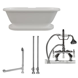 70 Inch Acrylic Double Ended Pedestal Bathtub, Complete Plumbing Package ADEP-684D-PKG