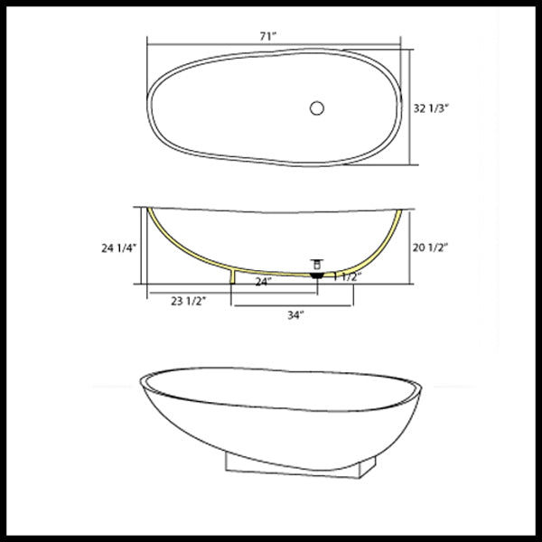 71 Inch Cultured Marble Pedestal Bathtub CM01