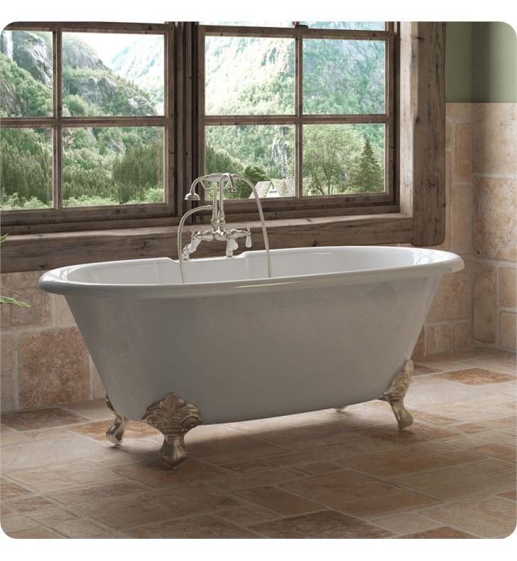 60 X 29 Inch Cast Iron Double Ended Clawfoot Tub with English Telephone Style Faucet Complete Plumbing Package DE60-684D-PKG-7DH