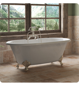 60 X 29 Inch Cast Iron Double Ended Clawfoot Tub with English Telephone Style Faucet Complete Plumbing Package DE60-684D-PKG-7DH