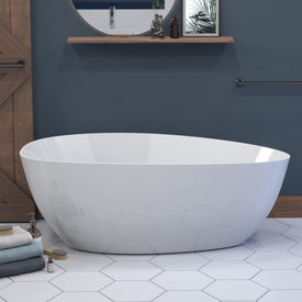 62 Inch Engineered Stone FreeStanding Double Ended Oval Tub ES-FSDEO62-CP