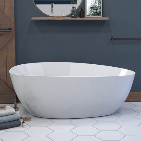 Image of 62 Inch Engineered Stone FreeStanding Double Ended Oval Tub ES-FSDEO62-CP