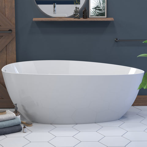 Image of 67 Inch Engineered Stone FreeStanding Double Ended Oval Soaking Tub ES-FSDEO67