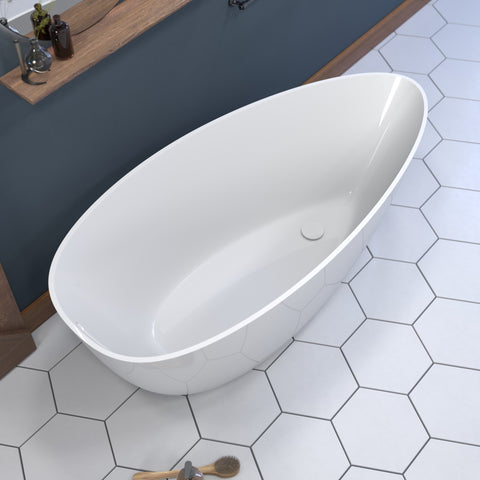 Image of 67 Inch Engineered Stone FreeStanding Double Ended Oval Soaking Tub ES-FSDEO67