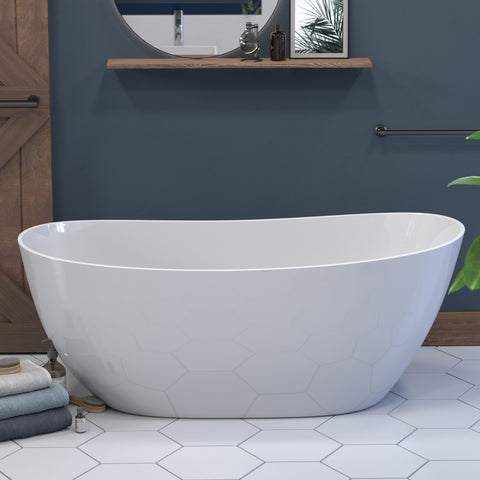 Image of 62 Inch Engineered Stone Freestanding Double Slipper Soaking Tub ES-FSDES62-CP