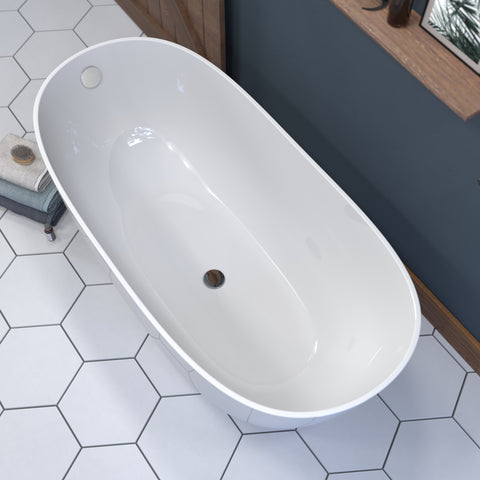 Image of 62 Inch Engineered Stone Freestanding Double Slipper Soaking Tub ES-FSDES62-CP