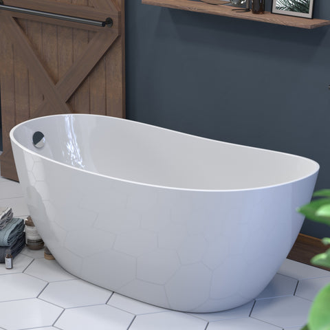 Image of 62 Inch Engineered Stone Freestanding Double Slipper Soaking Tub ES-FSDES62-CP