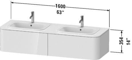 Image of Duravit Happy D.2 Plus 63" Wall Mounted Vanity Unit for Console, White High Gloss HP4956B