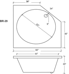 American Acrylic 60" x 60" Corner Round Bathtub BR-29