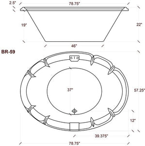 American Acrylic 58" x 79" Oval Drop In Bathtub BR-59