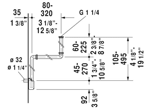 Image of Duravit Space-Saving Siphon 0050760000 White